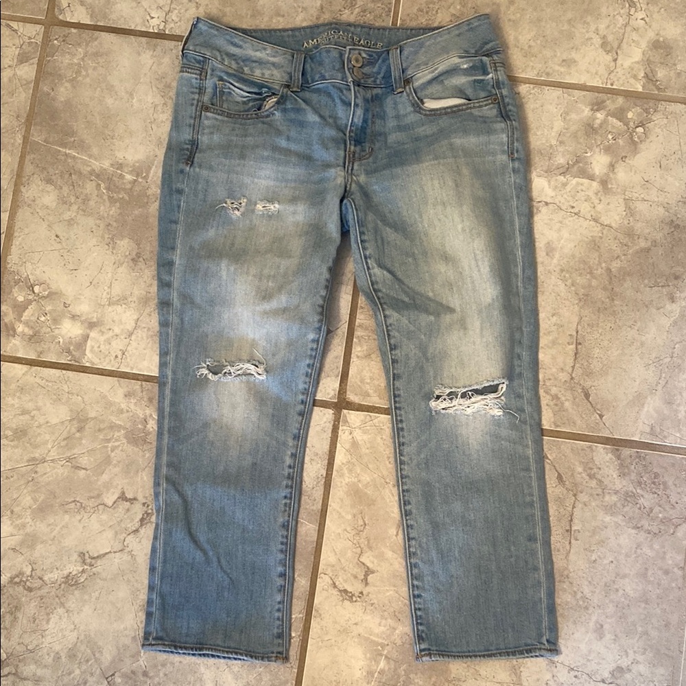 AEO artist crop stretch jeans